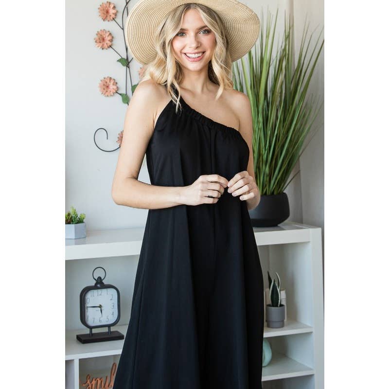 One Shoulder Wide Leg Jumpsuit