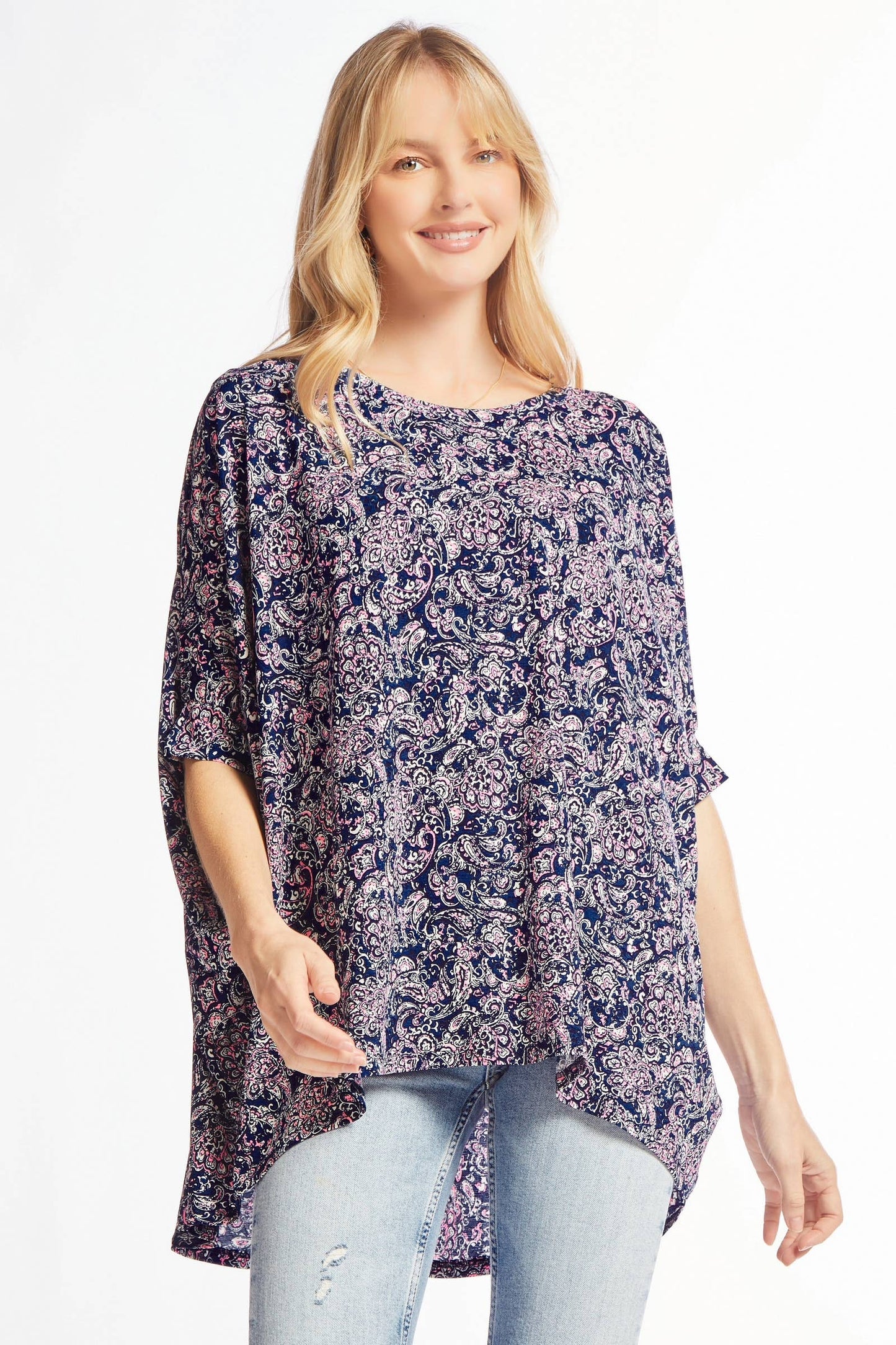 Wrinkle Free Top With Dolman Sleeves