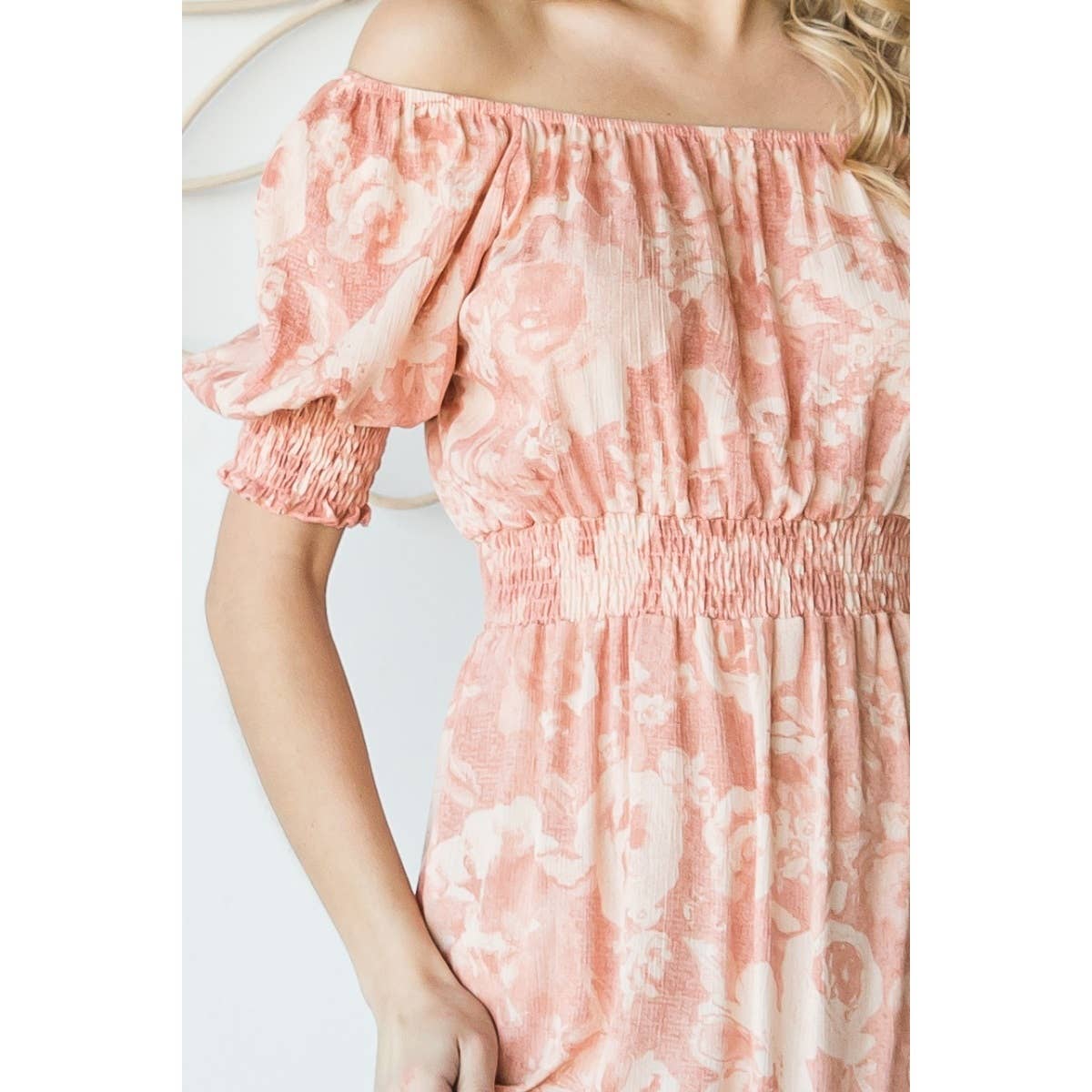 Vintage Floral Square Neck Midi Dress