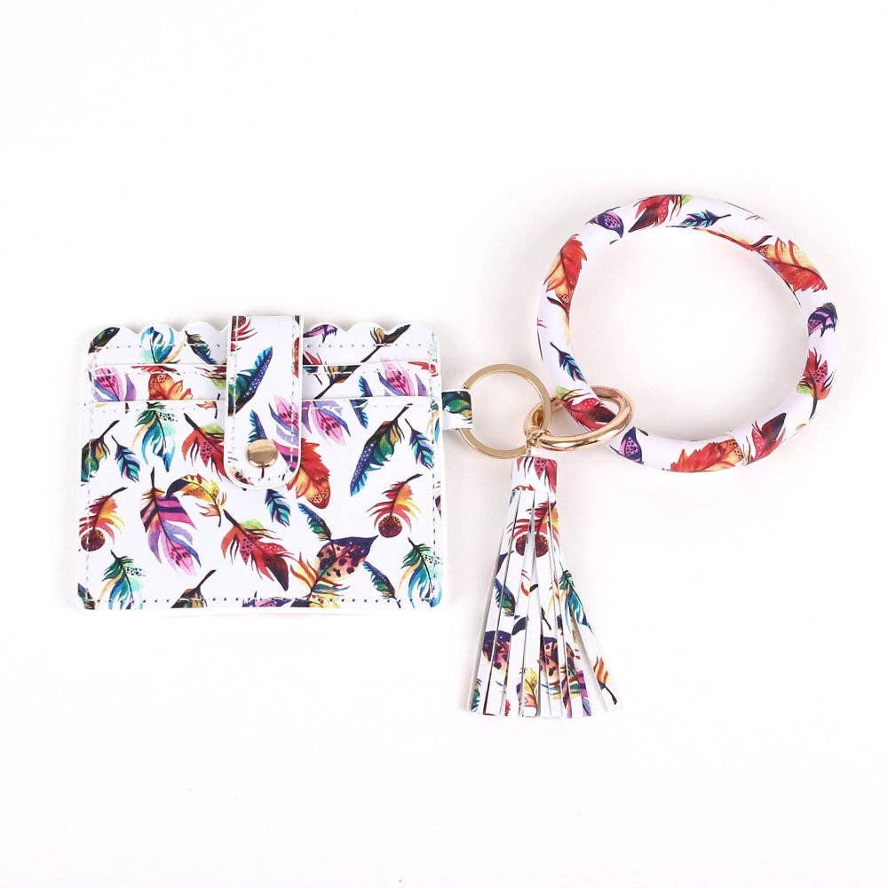 WHITE LEOPARD Bangle/Key-Chain/Wallet w/ ID Wind: White Leopard