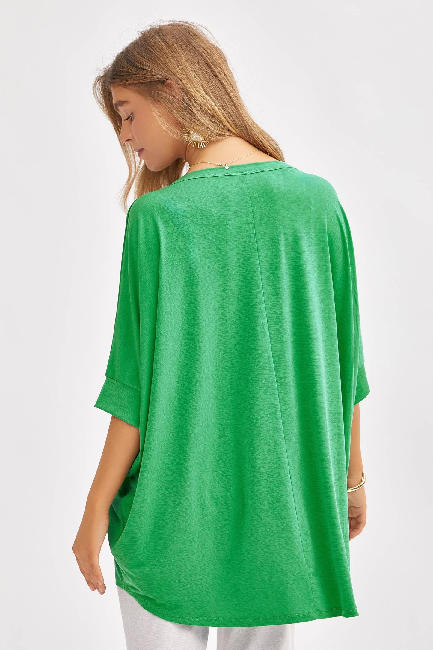 Relaxed Banded Dolman Sleeve Poncho