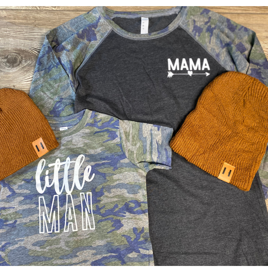HAHA MAMA Clothing - Little Man Smokey Grey Camo- Child T-Shirt/ONESIE