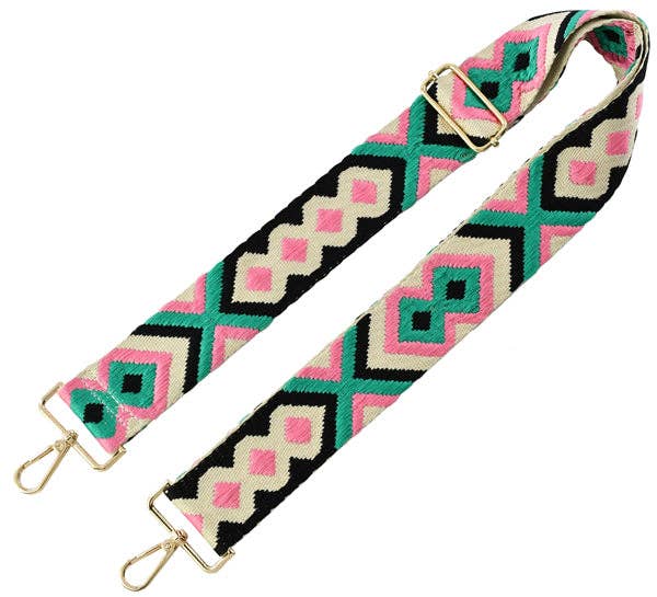 MiMi Wholesale - SS050B TG10139 Boho Adjustable Guitar Strap: Aqua Pink
