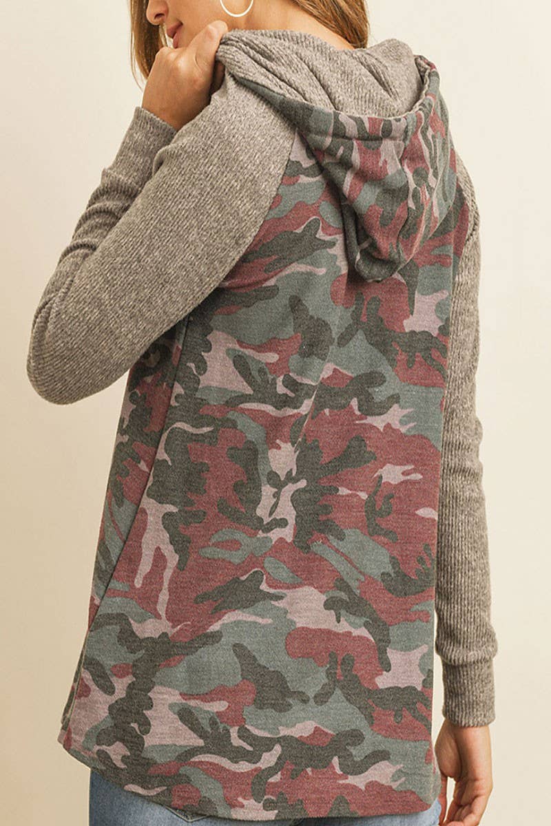 Camo color block hoodie