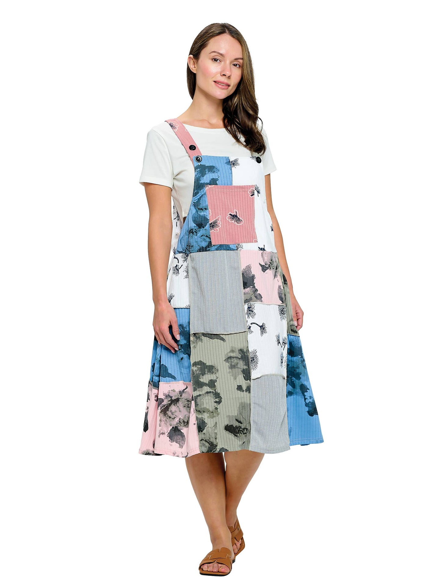 Overall Dress Floral Patchwork Dress