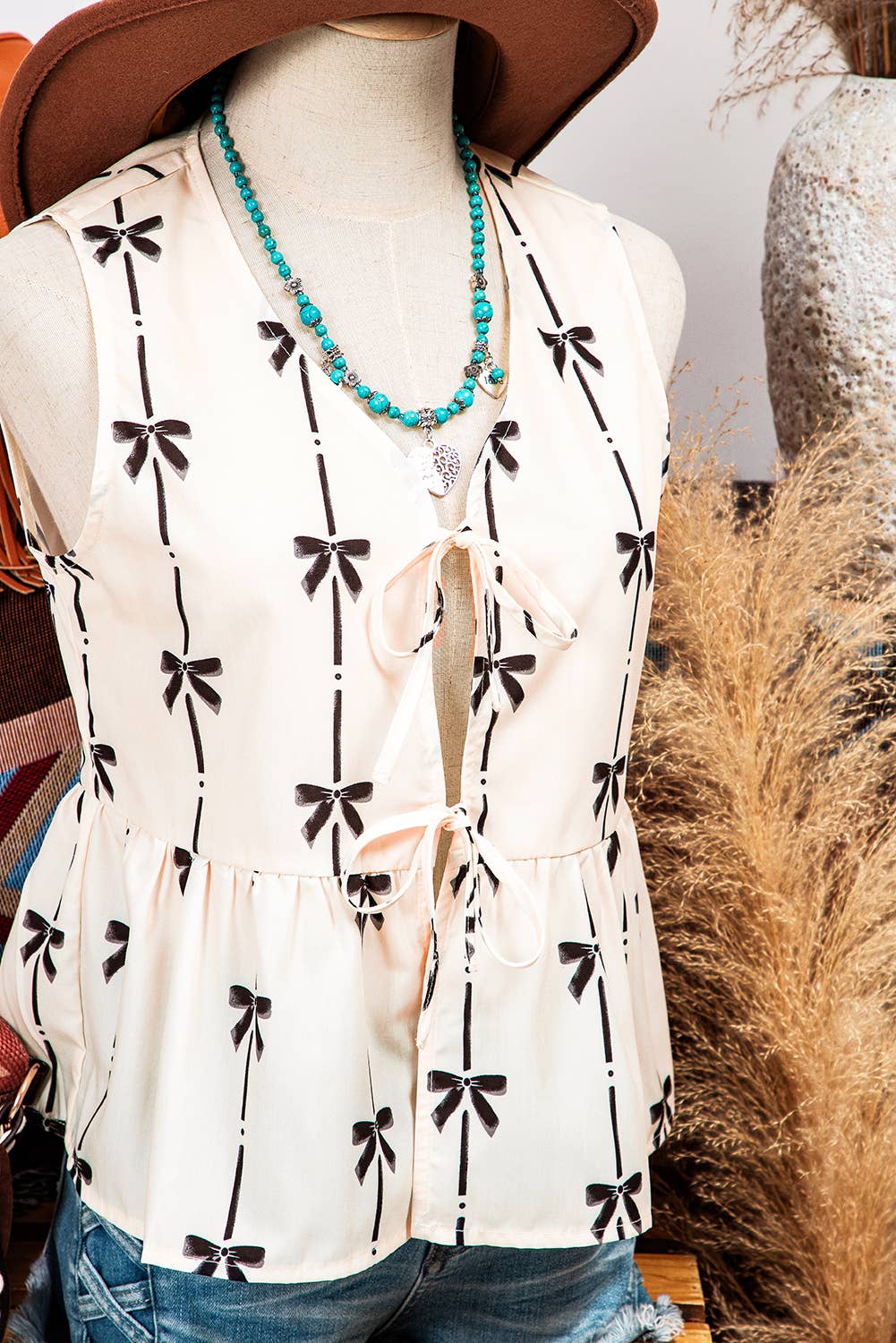 Tie Closure Ruffled Vest