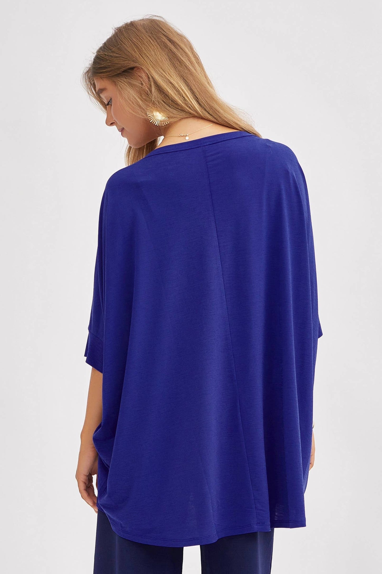 Relaxed Banded Dolman Sleeve Poncho