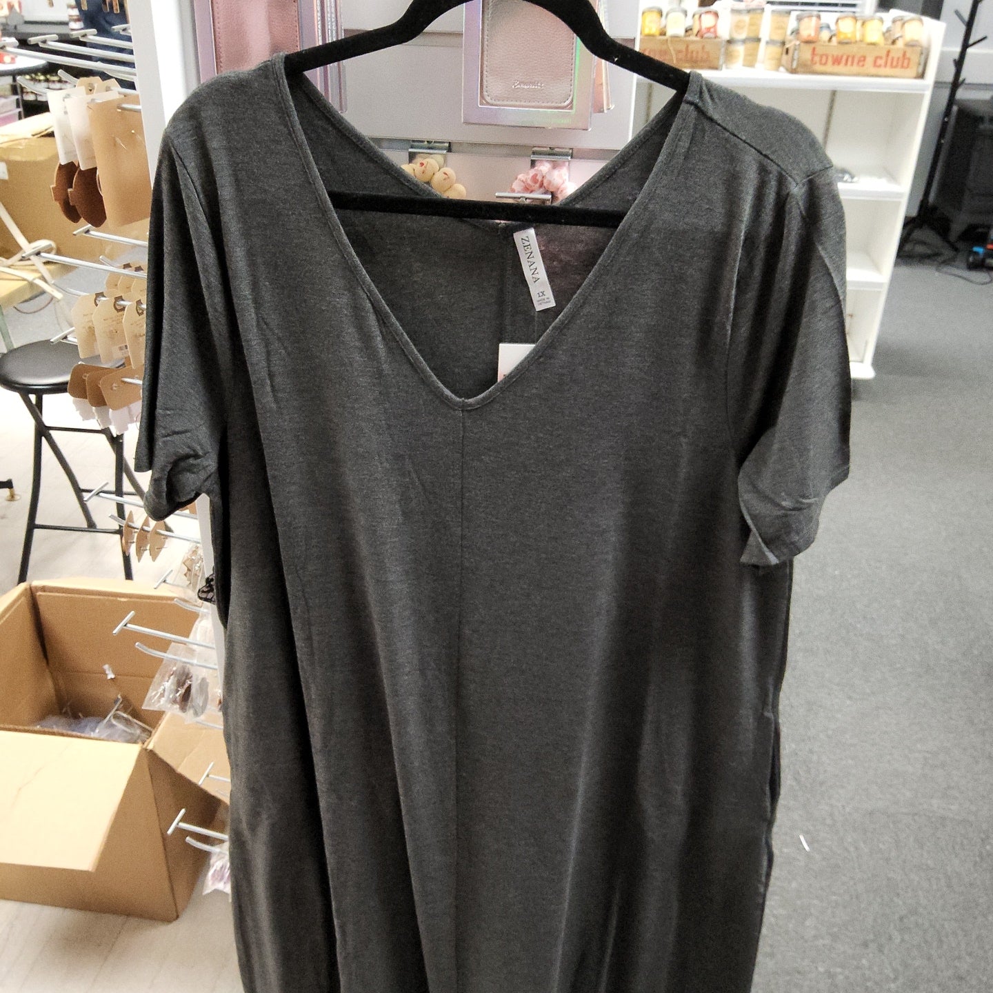 Plus V-Neck Short Sleeve Max Dress