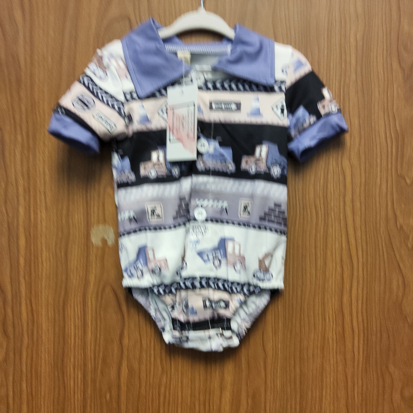 Construction Area Baby Onesie with Snaps and Buttons