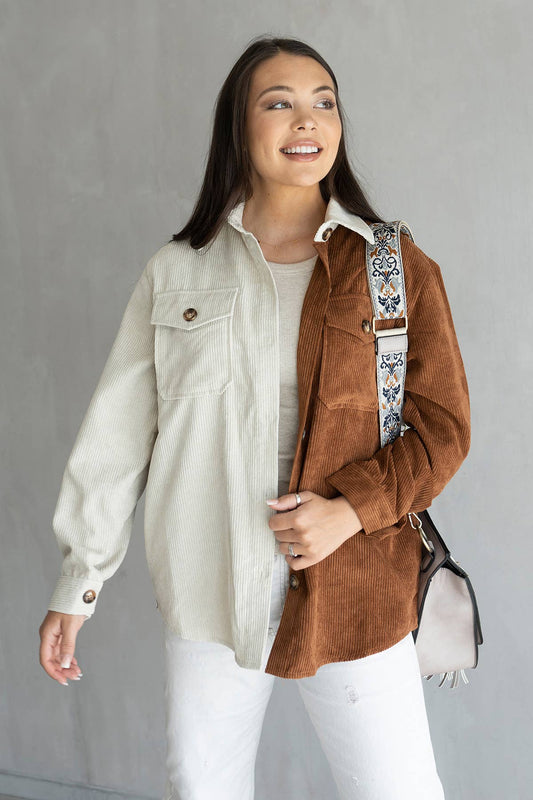 Tasha Two-Tone Button-Up Shacket