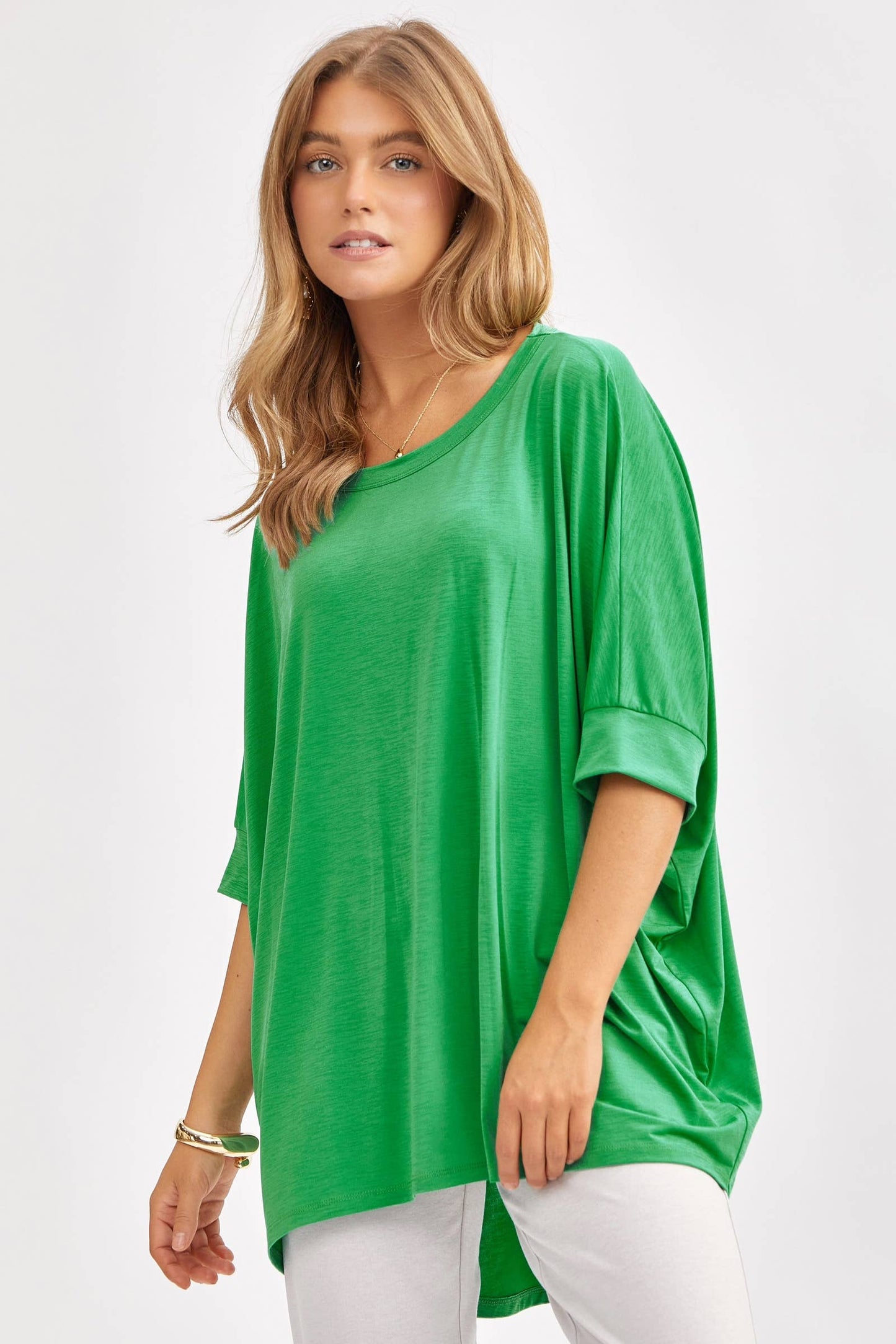Relaxed Banded Dolman Sleeve Poncho