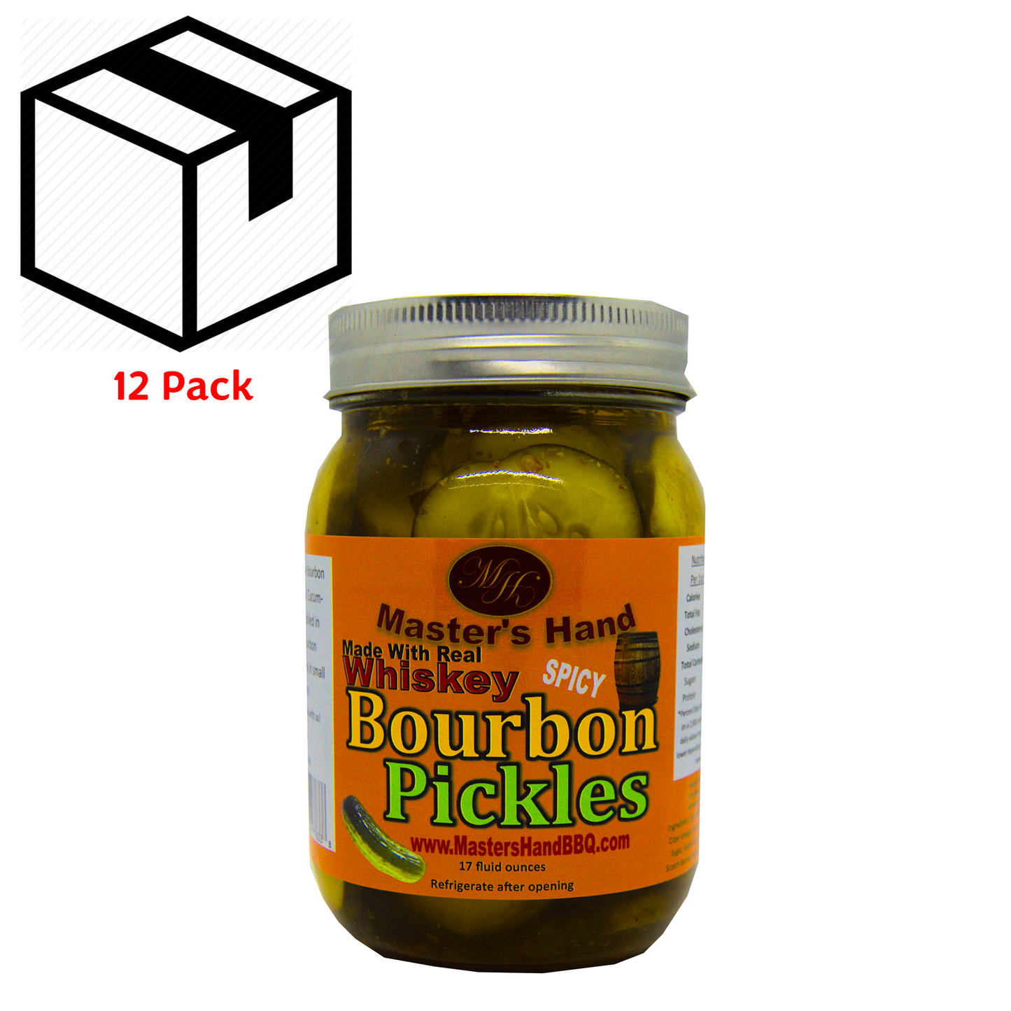 Master's Hand BBQ - Spicy Bourbon Pickles 16oz (With Real Whiskey) MHPS1001
