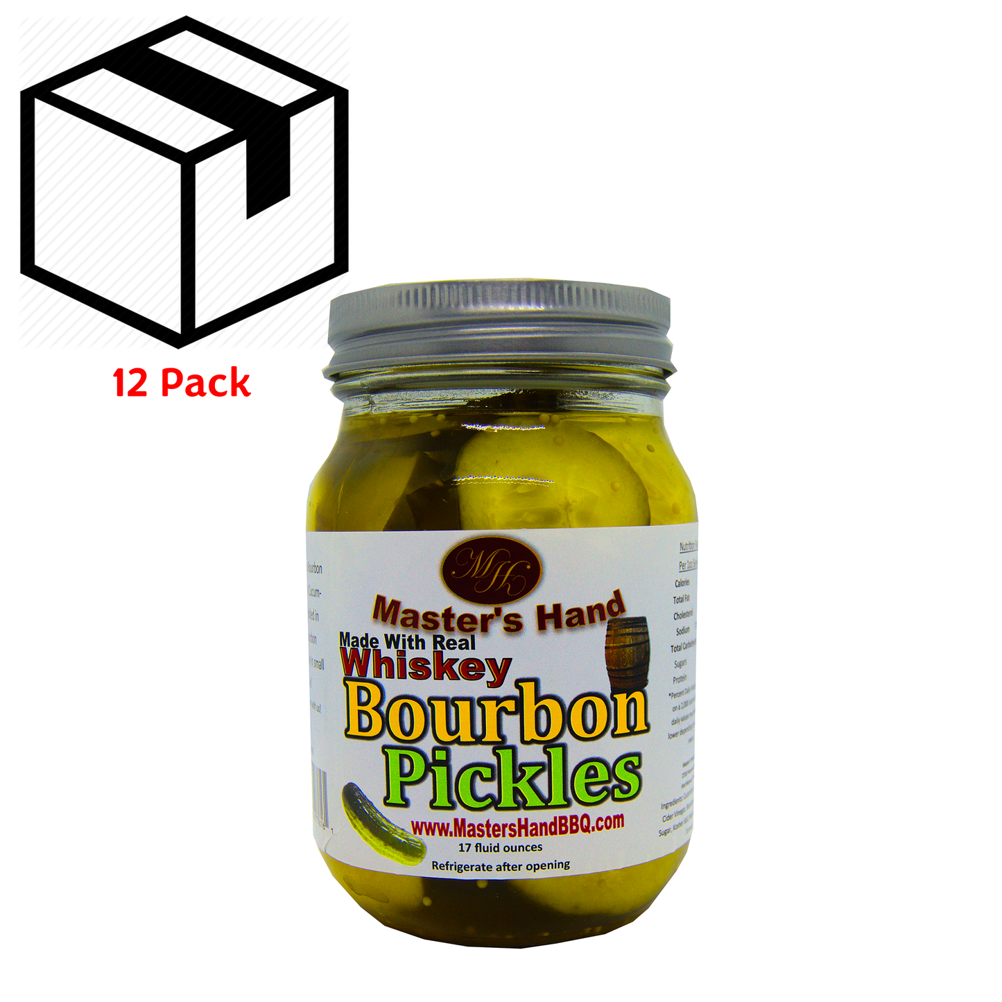 Master's Hand BBQ - Bourbon Pickles 16oz (With Real Whiskey) MHP1001