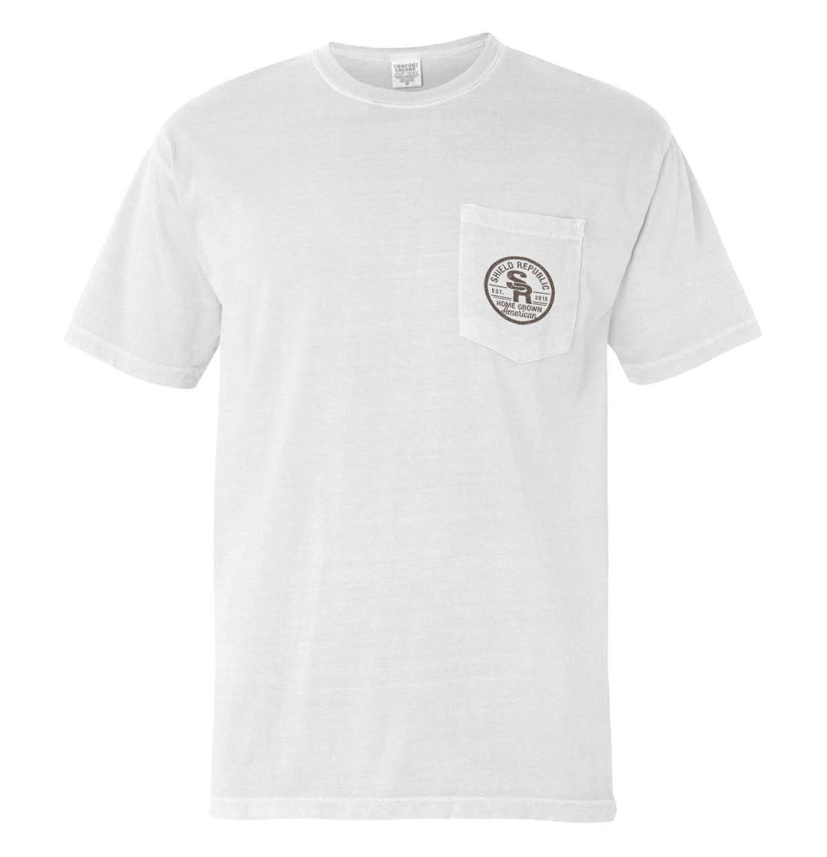 Proud Blue Collar American (Classic): Comfort Colors Pocket Tee / Blue Jean / S