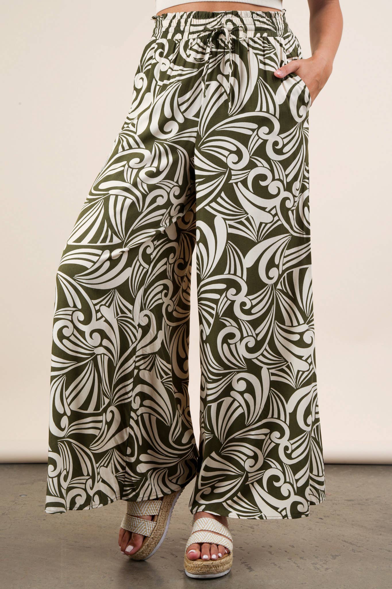 Printed Wide Leg Long Pants