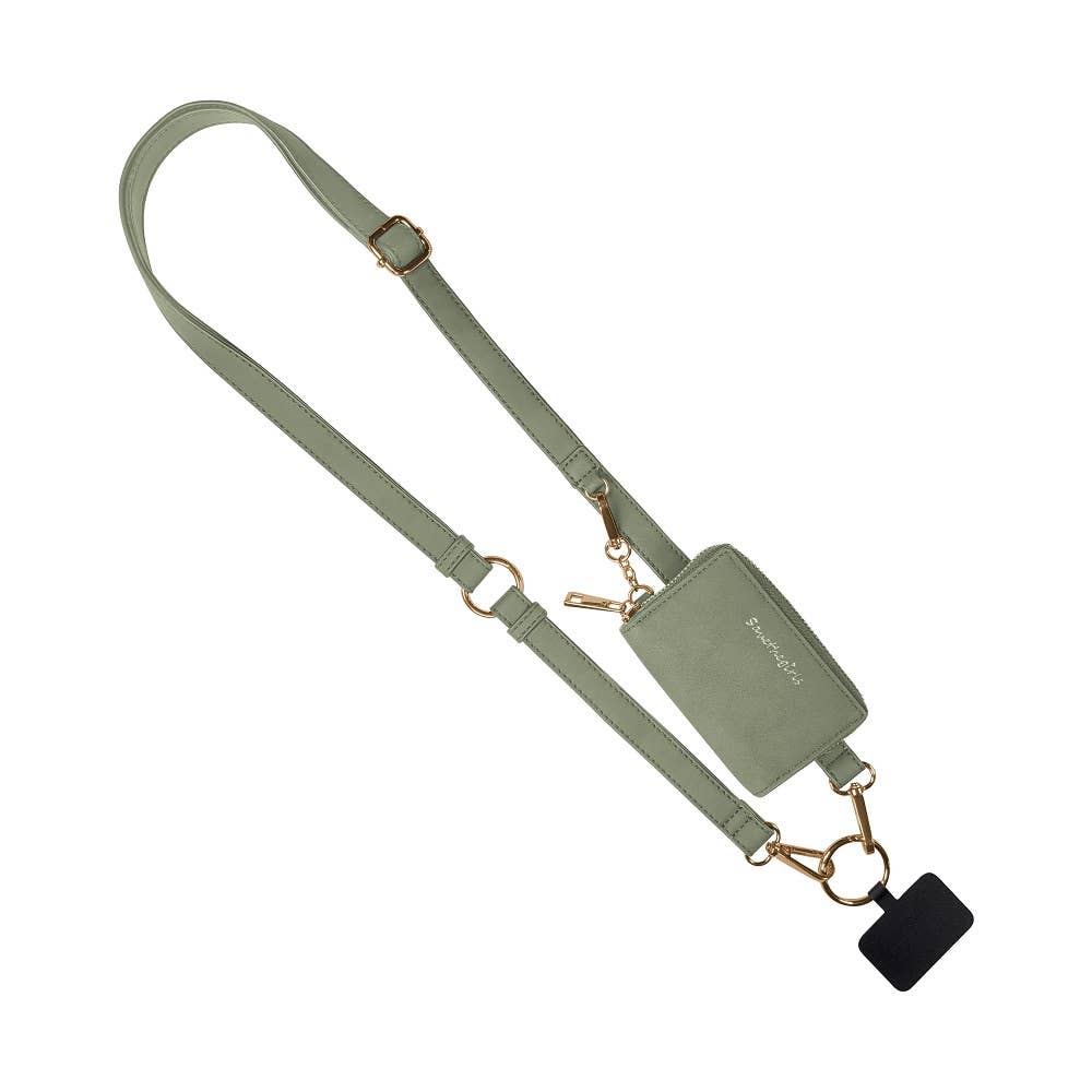 Save The Girls - Clip & Go Strap with Pouch Brushed Vegan Leather Collection: Brown - Brown Pouch