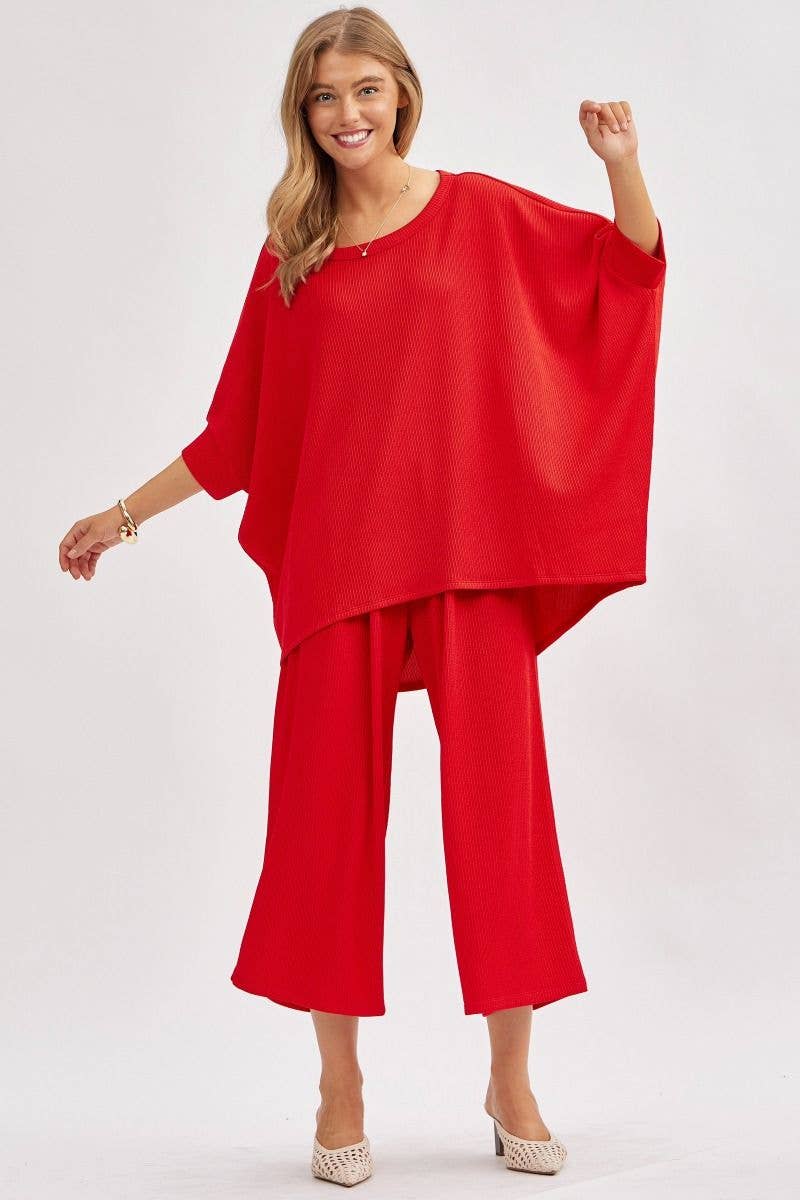 Solid Blouse + Wide Leg Set