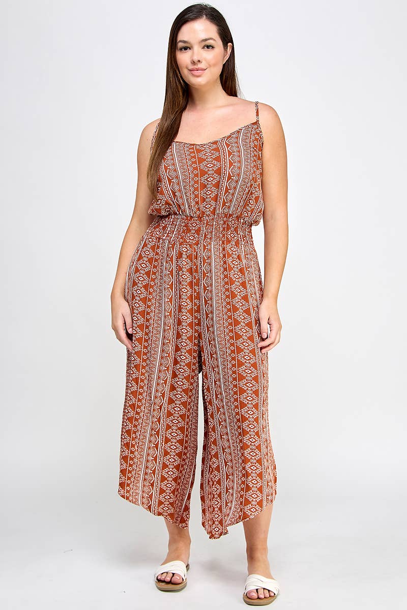 Plus Size Sleeveless Boho Print Jumper