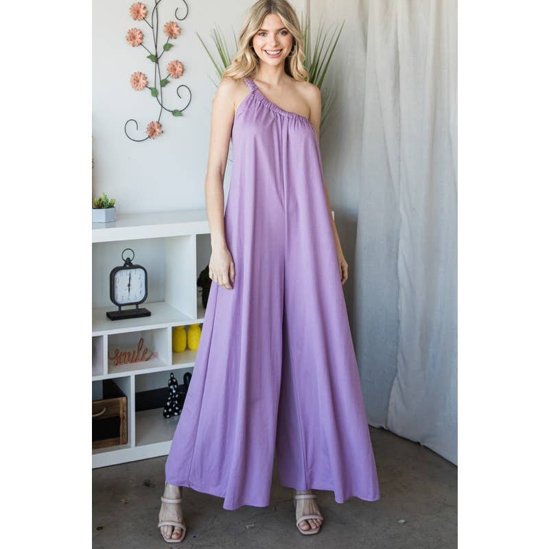 One Shoulder Wide Leg Jumpsuit