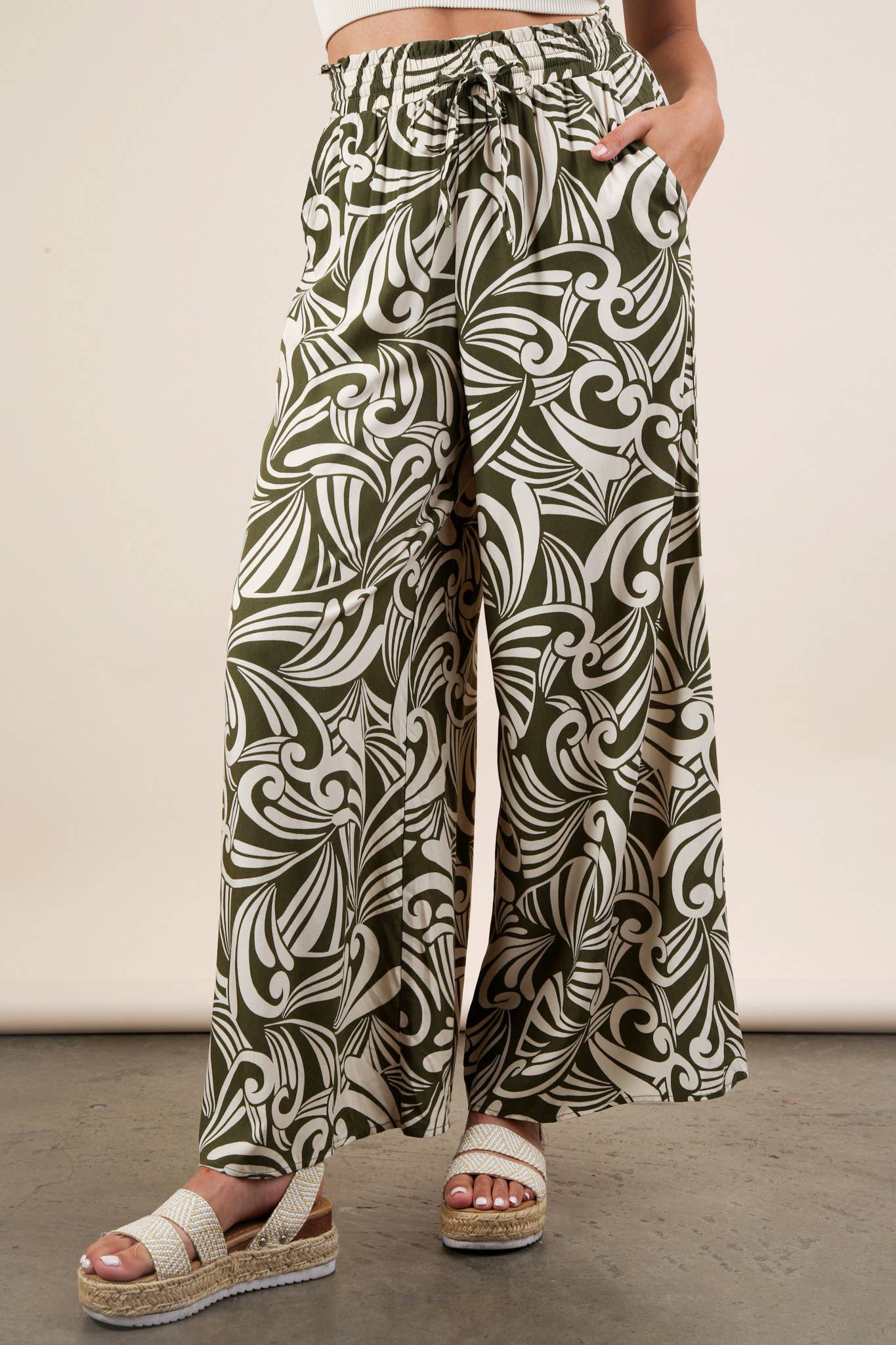 Printed Wide Leg Long Pants