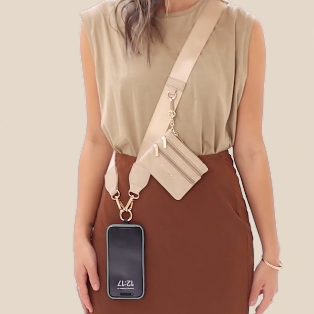 Save The Girls - Clip & Go Phone Lanyard with Pouch - Neutral Collection