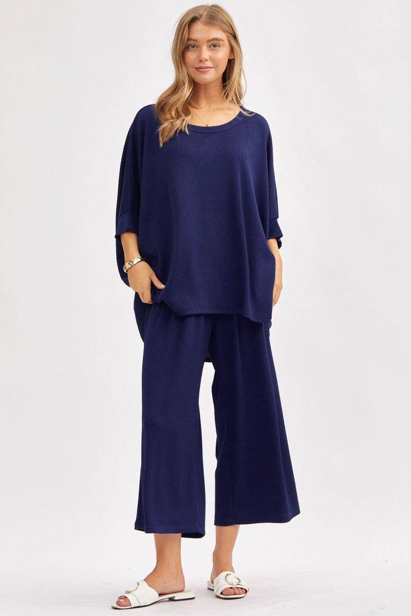 Solid Blouse + Wide Leg Set
