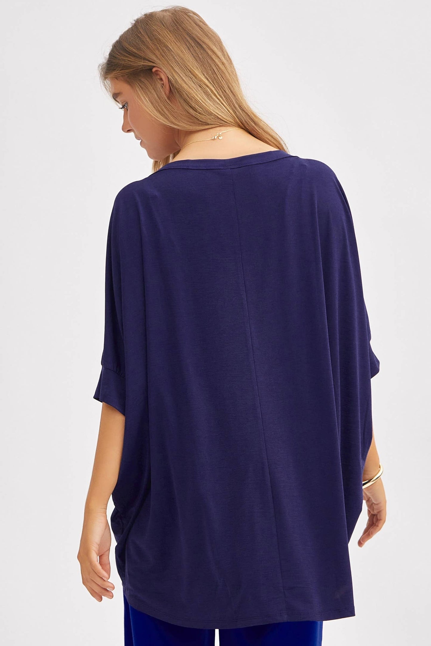 Relaxed Banded Dolman Sleeve Poncho
