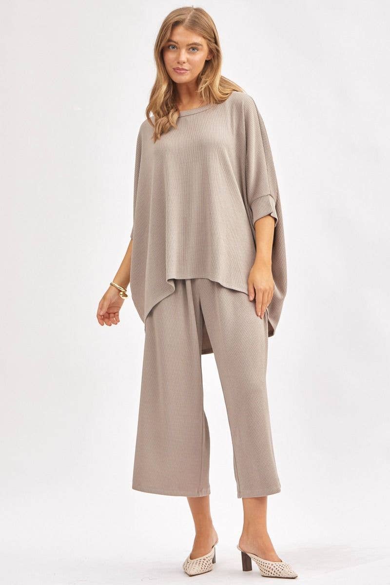 Solid Blouse + Wide Leg Set