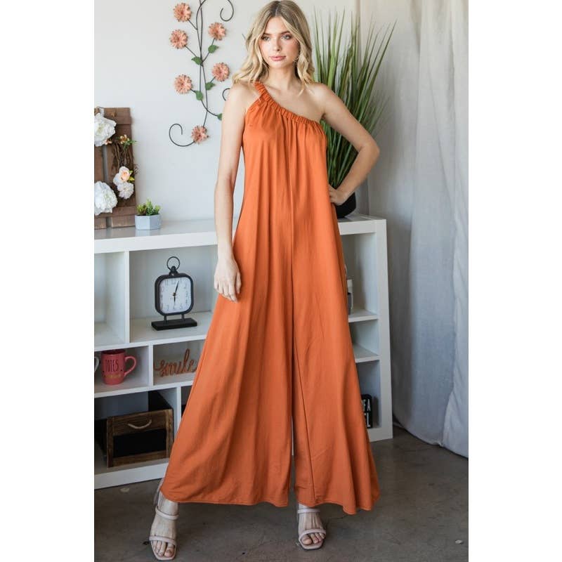 One Shoulder Wide Leg Jumpsuit