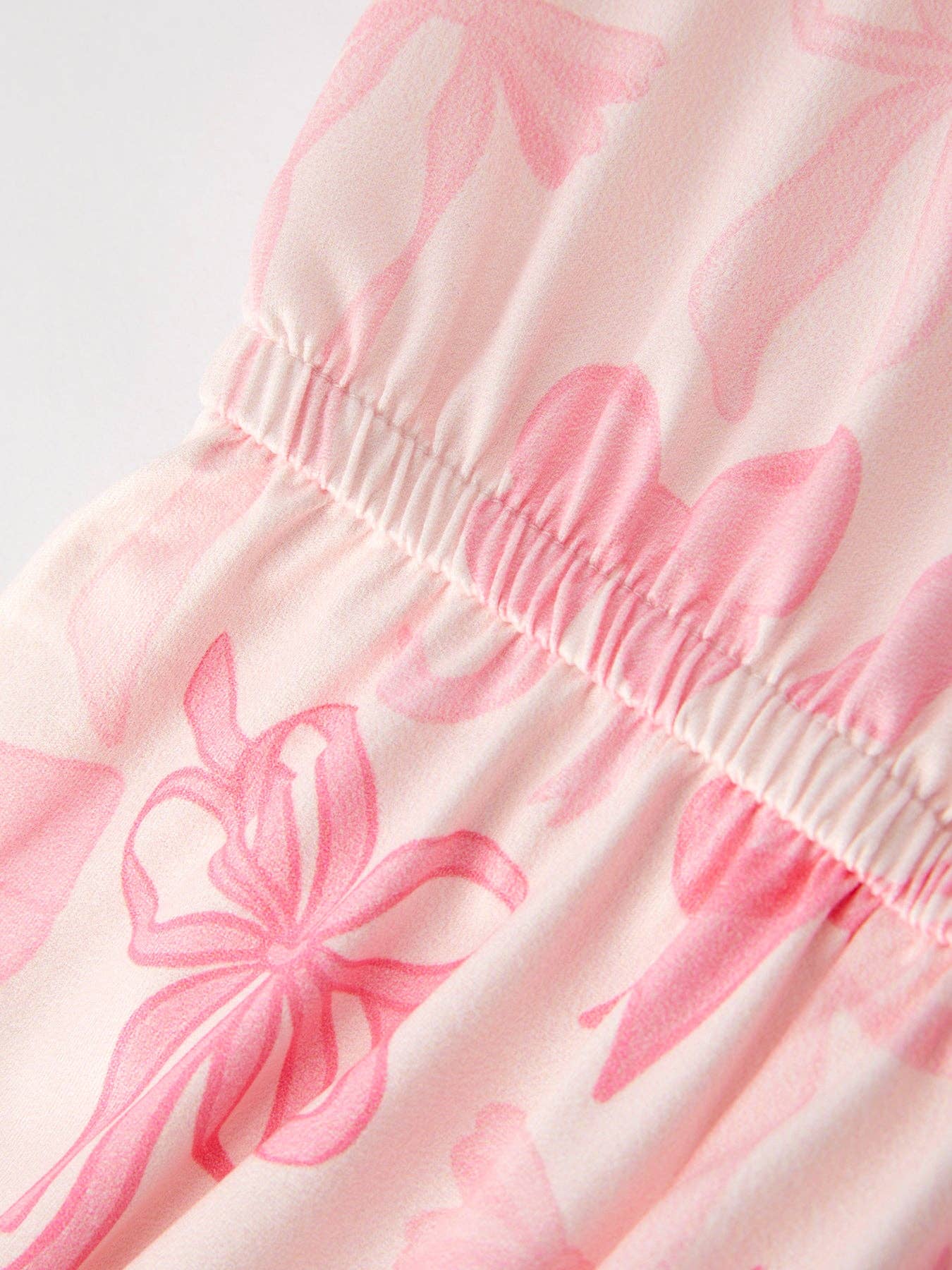 Pink Bow Print Girls Sling Flared Jumpsuit