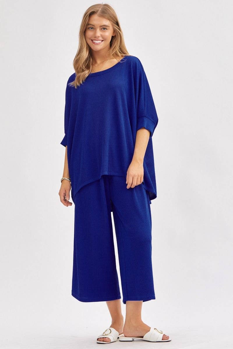 Solid Blouse + Wide Leg Set