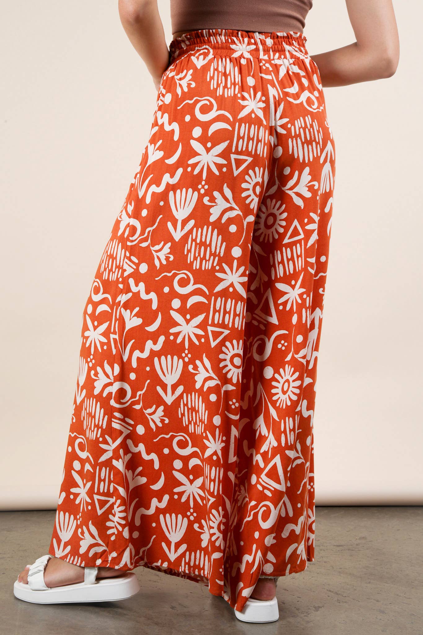 Printed Wide Leg Long Pants