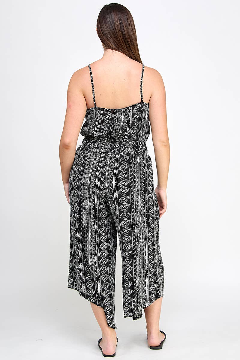 Plus Size Sleeveless Boho Print Jumper