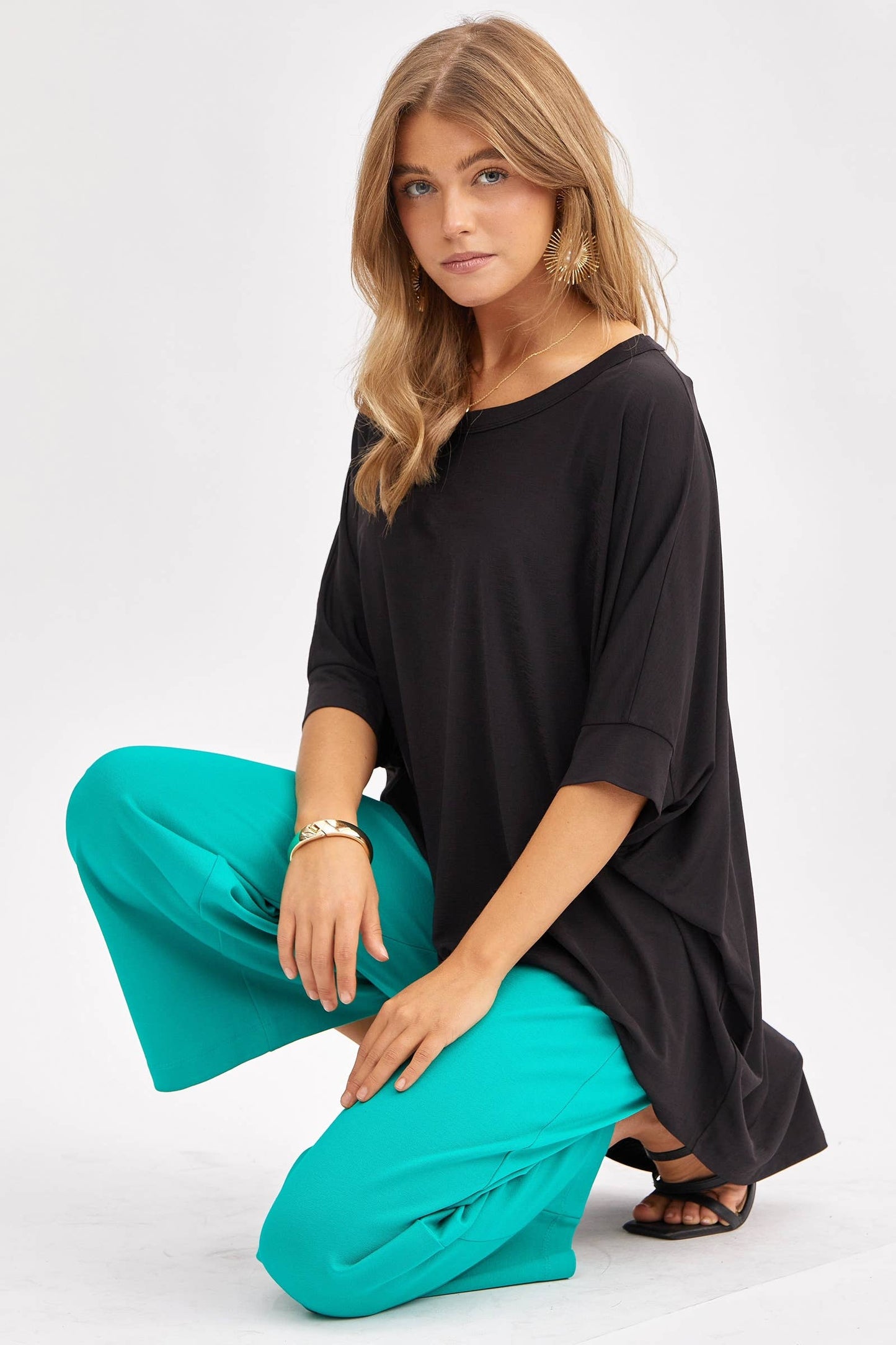 Relaxed Banded Dolman Sleeve Poncho