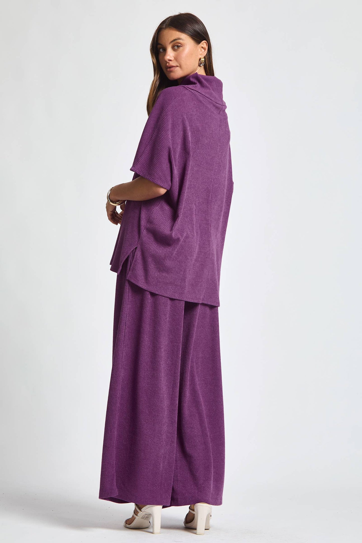 Cowl Neck Top + Relaxed Pants 2 Piece Set