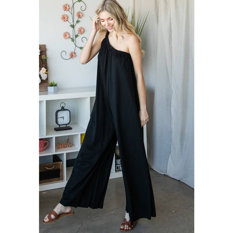 One Shoulder Wide Leg Jumpsuit