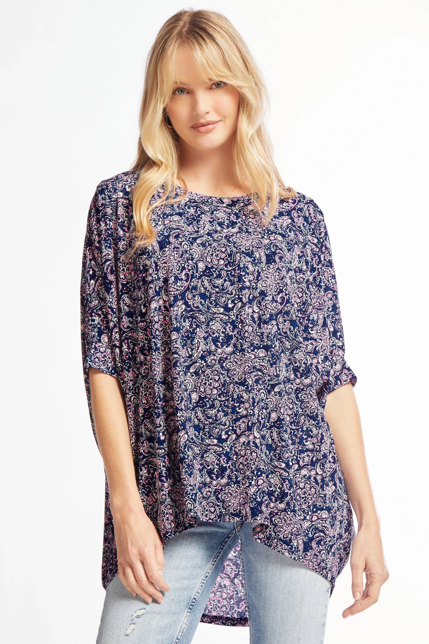 Wrinkle Free Top With Dolman Sleeves