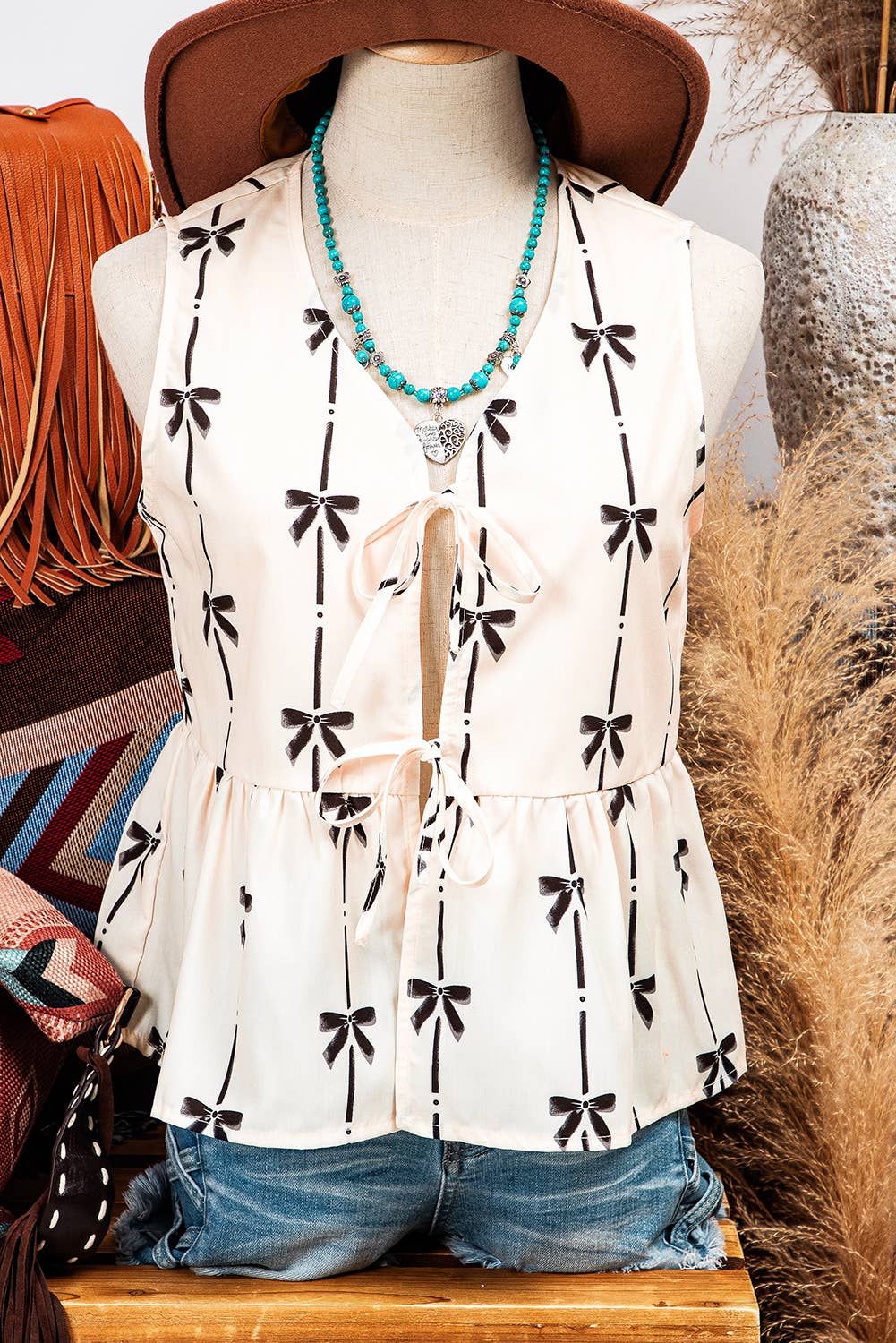 Tie Closure Ruffled Vest