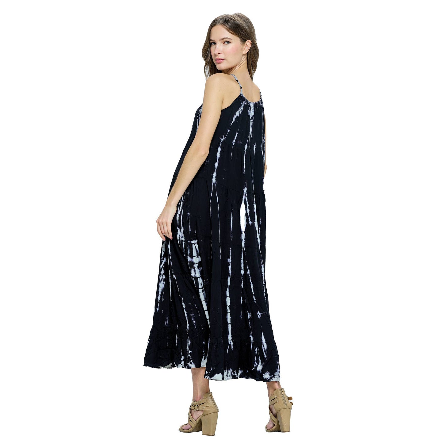 Long Dress Tie Dye Ruffle Tiered