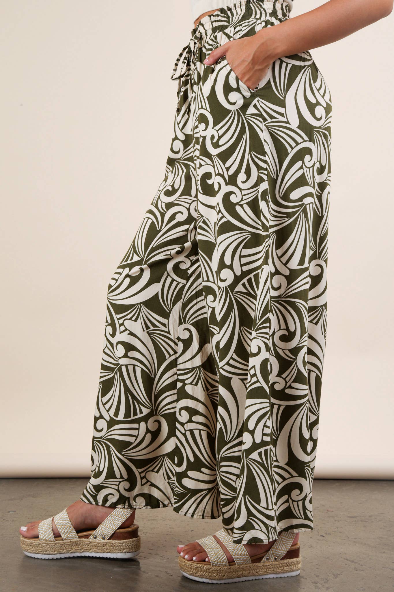 Printed Wide Leg Long Pants