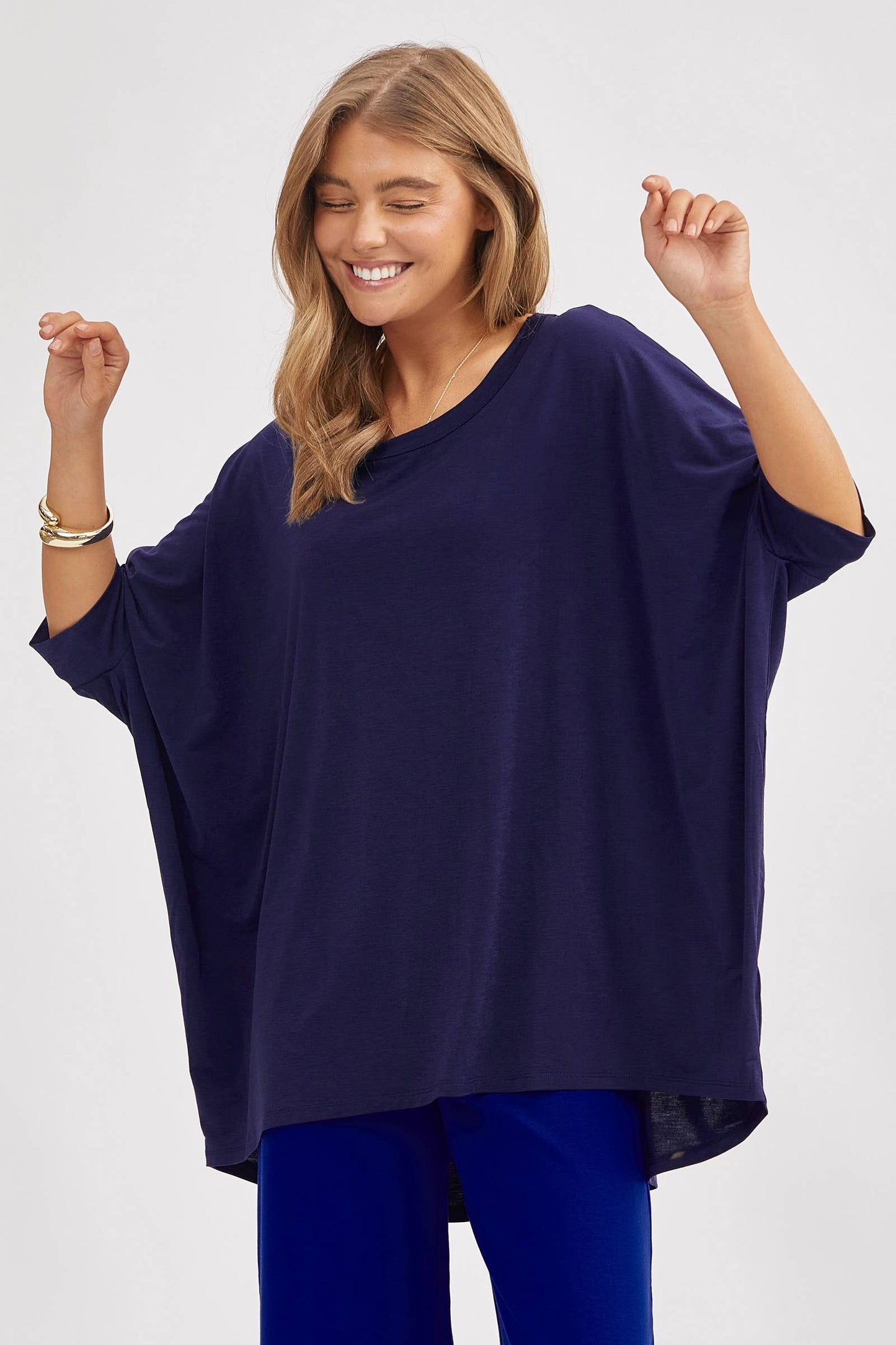 Relaxed Banded Dolman Sleeve Poncho