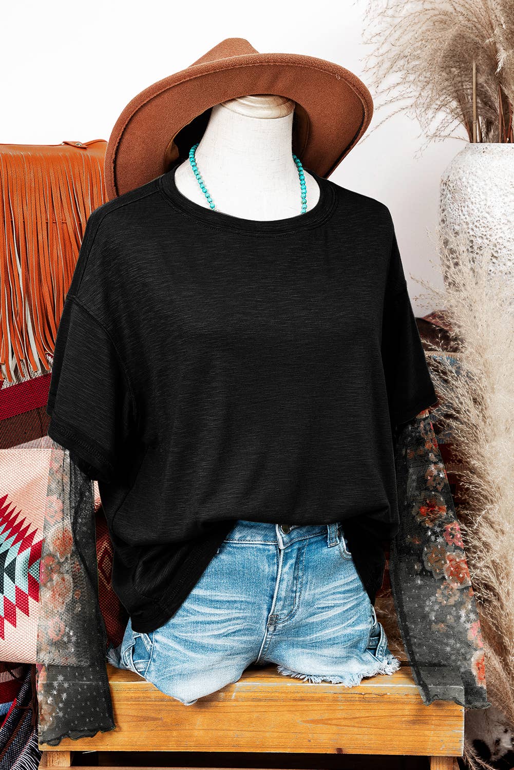 Floral Long Sleeve Patchwork Tee