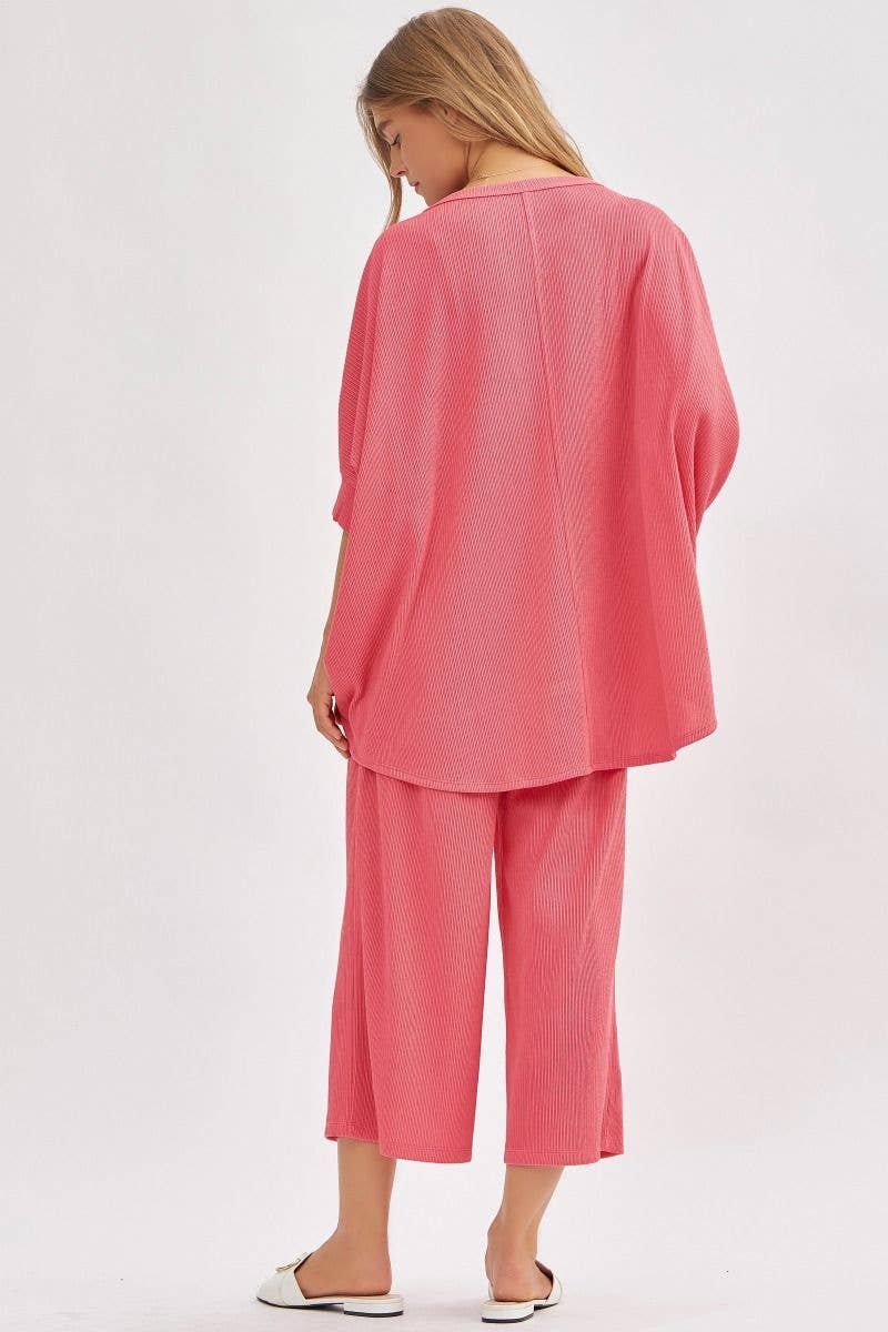 Solid Blouse + Wide Leg Set