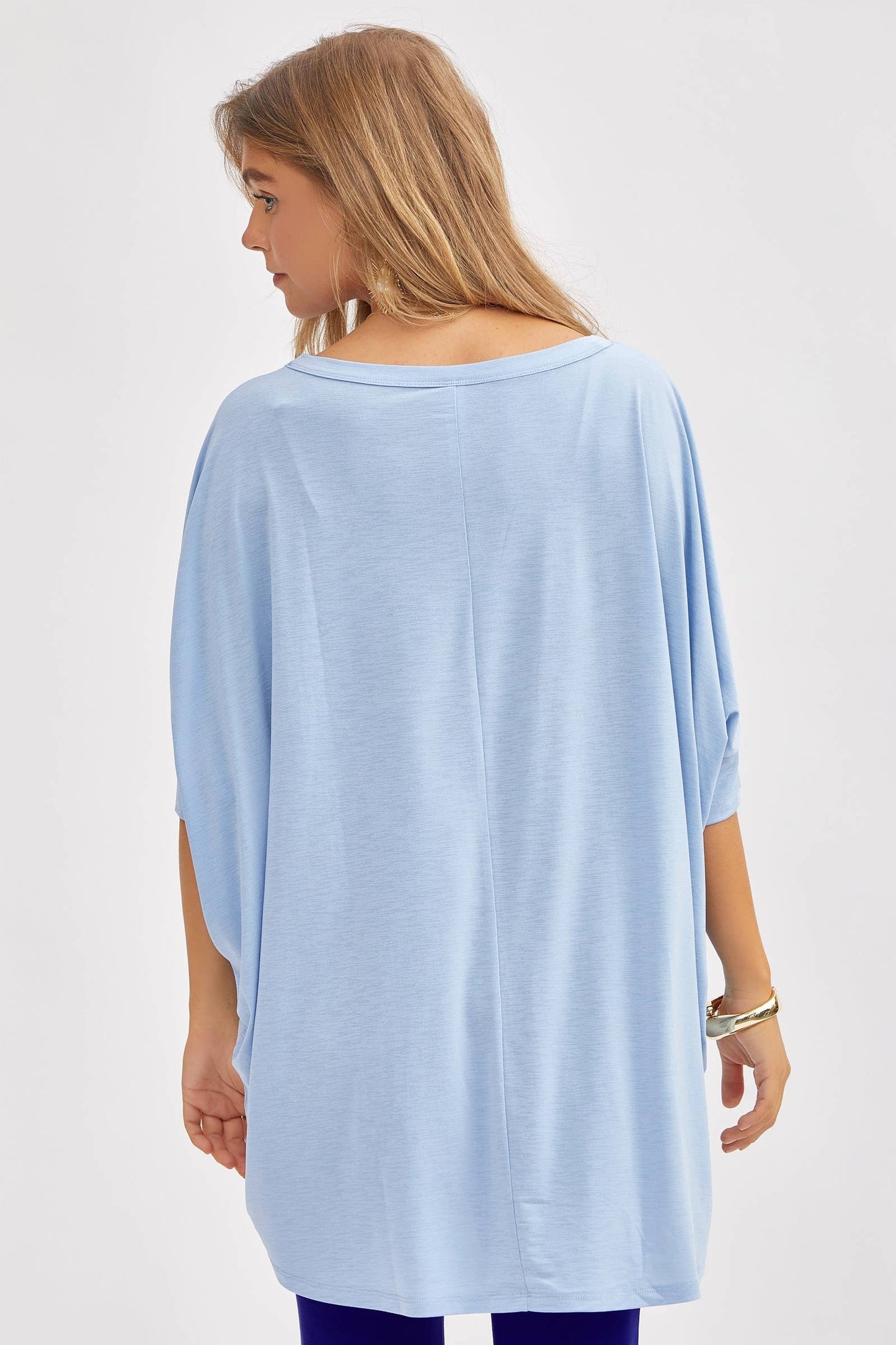 Relaxed Banded Dolman Sleeve Poncho