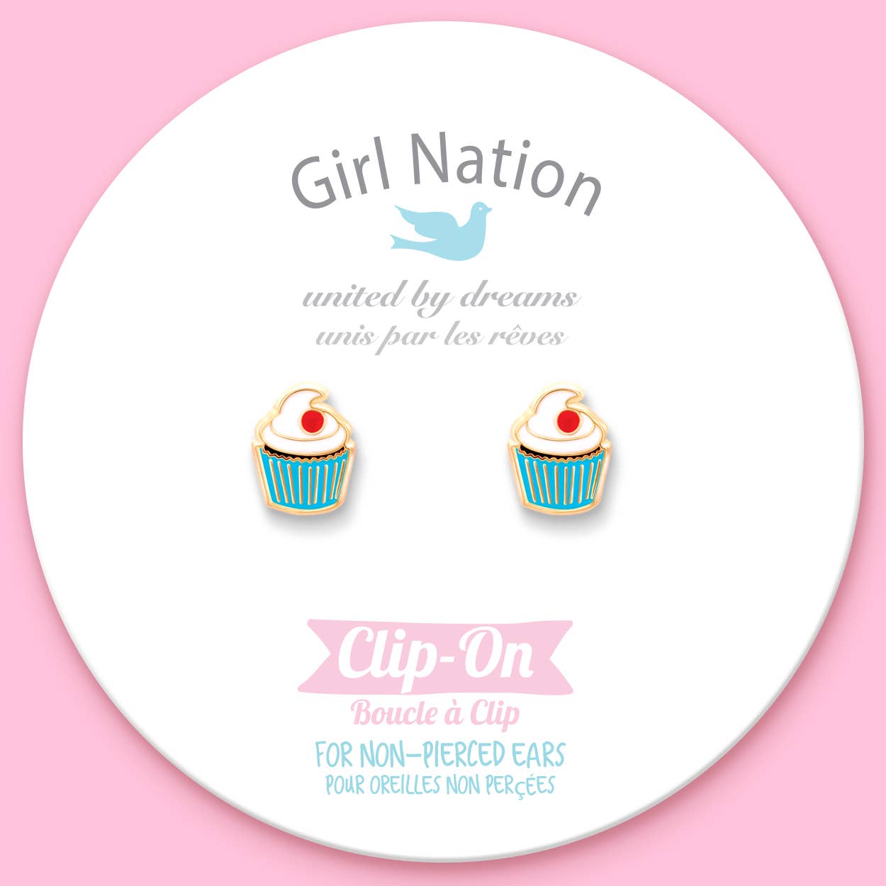 Girl Nation - CLIP ON Cutie Earrings- Classic Cupcake