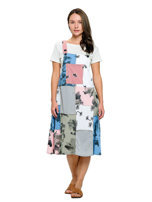 Overall Dress Floral Patchwork  Dress