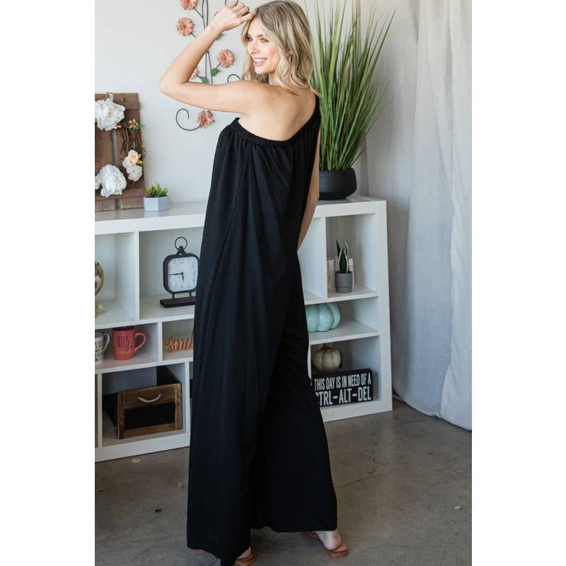 One Shoulder Wide Leg Jumpsuit