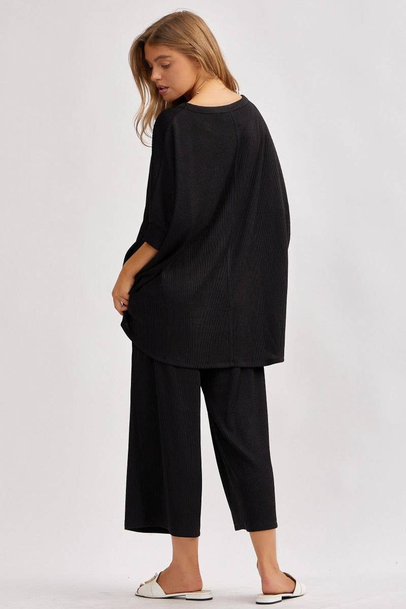 Solid Blouse + Wide Leg Set
