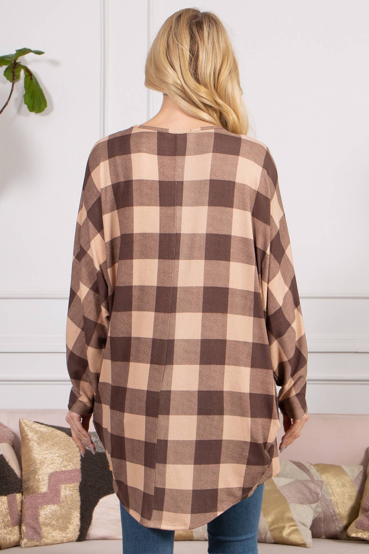 Plaid open front cardigan