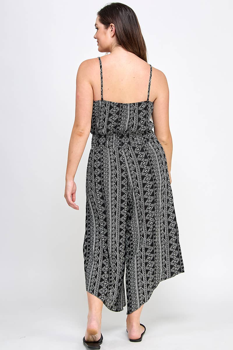 Plus Size Sleeveless Boho Print Jumper